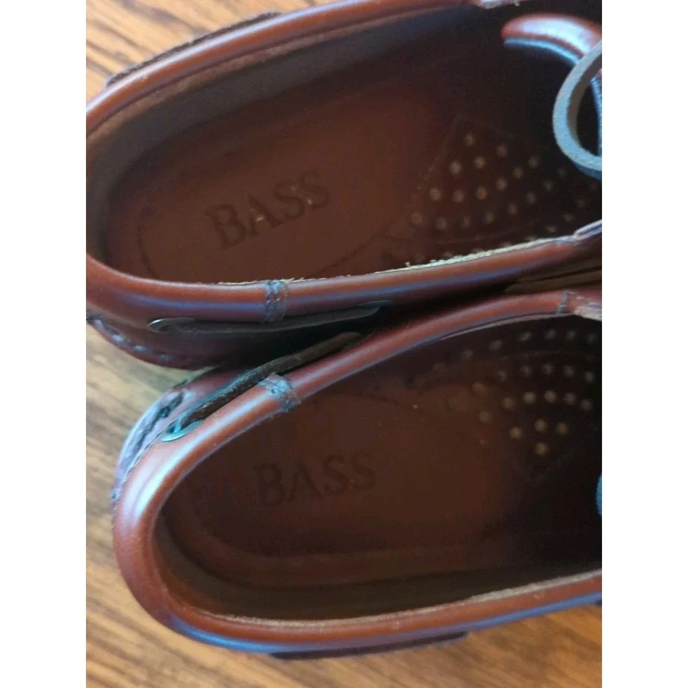 Men's Vintage Bass Moccasins Leather Brown Lace Up Casual Loafers 7‎ M Brazil